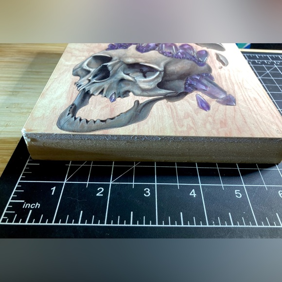 Artisan Wall Art Skull With Amethyst Crystals - Picture 3 of 10